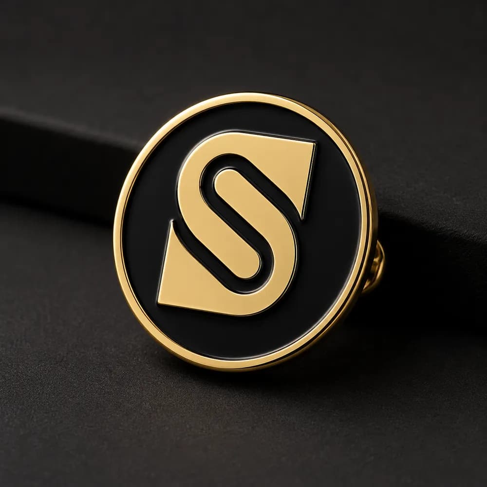 Enamel pin with the 'S' monogram