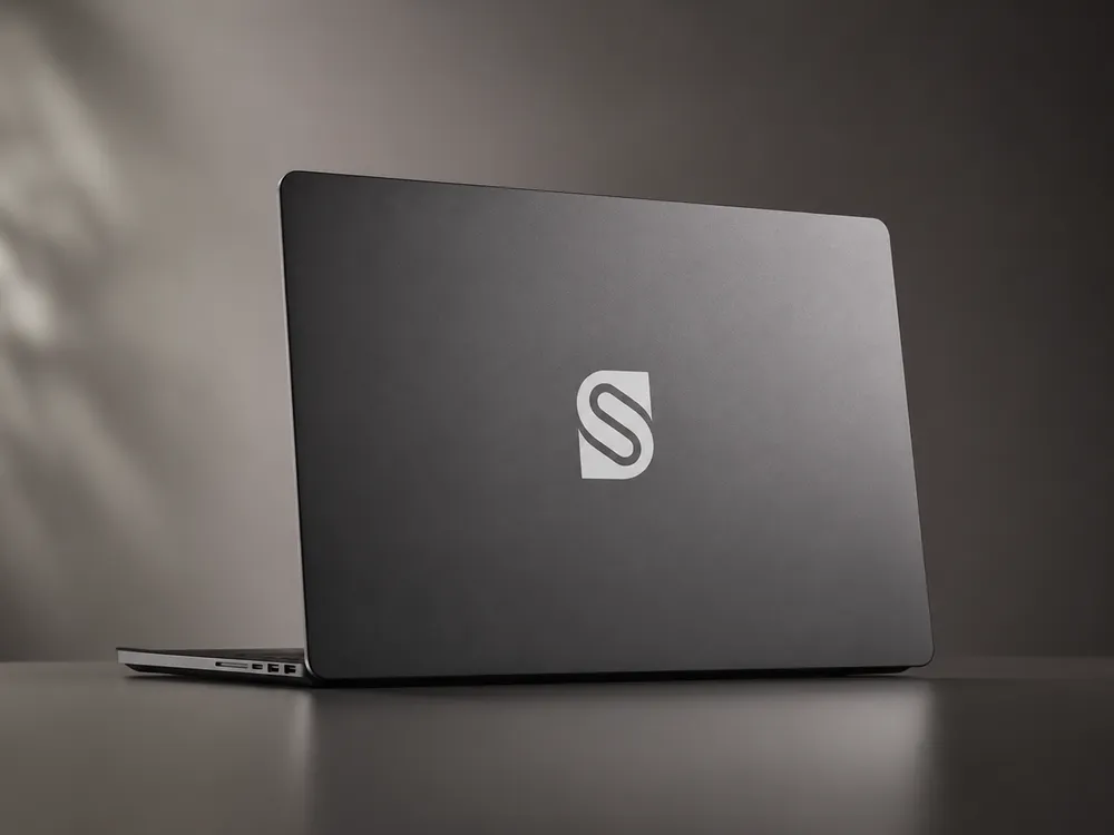 Laptop lid with the 'S' monogram decal